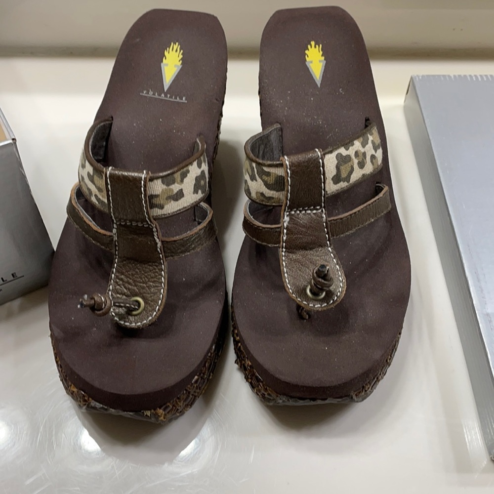 Brown Leopard brown wedge sandal